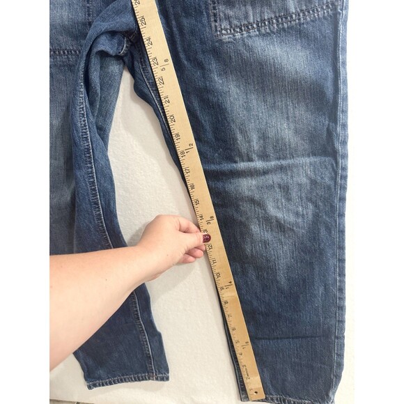 GAP Cropped Slouch Straight Leg Denim Overalls Classic Women's Size Medium - Picture 13 of 16